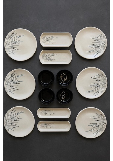 Seramık 6 Kısılık Pamuk Çiçeği 14 Parca Seramık Kahvaltı Takımı Beyaz