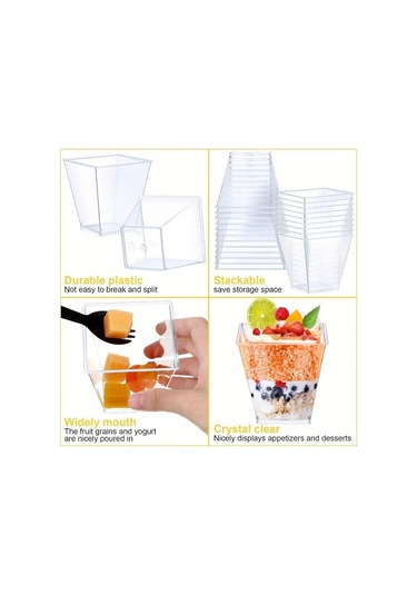 Willowhaven 26 Parça Kare Yeniden Kullanılabilir Ps Kek Bardakları - Pasta Ve Aperitif Tabağı