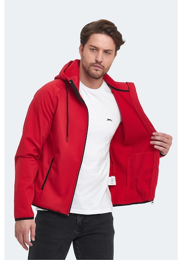 Slazenger Rangı Erkek Kapüşonlu Kırmızı Mont & Kaban Kırmızı