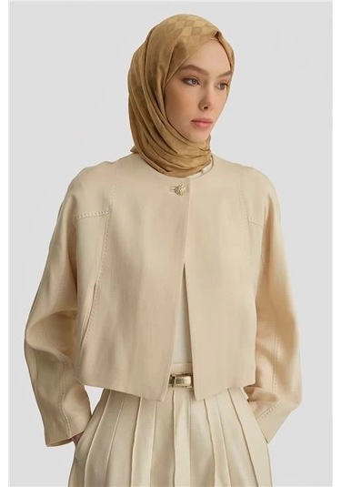 Armine Elişi Dikişli Ceket 25y5903 Aytaşı Krem