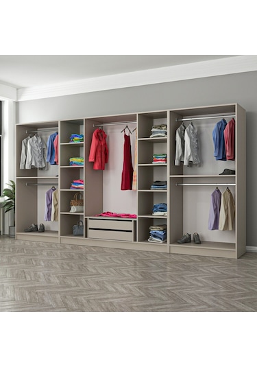 Kale 8 Bölmeli 2 Çekmeceli Giyinme Dolabı Kumtaşı 190cm Kumtaşı