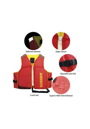 Neevoyu Kırmızı Çocuk Su Sporları Yeleği - 400d Oxford Kumaş, Kaydırıcı Köpük, 15-40 Kg Uyumlu, Güvenli Yaşam Yeleği