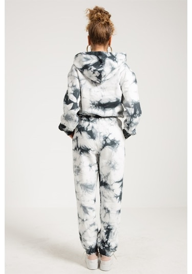 Jahr Marc Batik Yıkamalı Gri Crop Sweatshirt