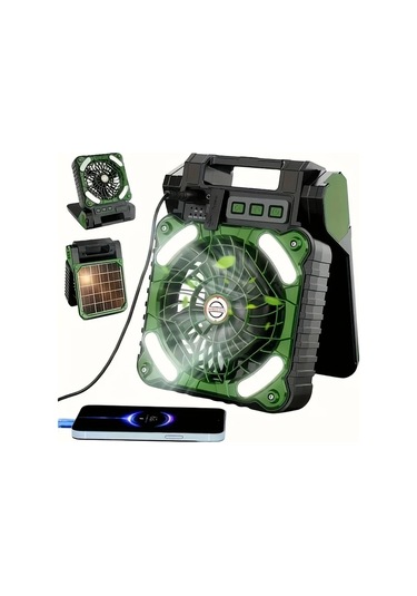 Motion003 Siyah Ev Gunes Elektrikli Fan Dijital Ekran Cep Telefonu Sarj Kamp Aydinlatma Buyuk Kapasiteli Pil Omu