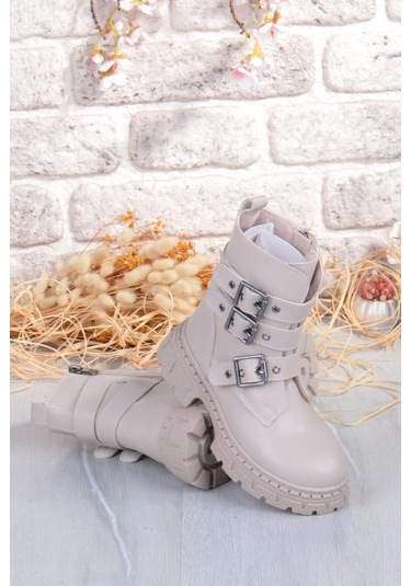 Fort Cool Caneda Anatomik Sıcak Astar Kaymaz Taban Kız Çocuk Bot Bej