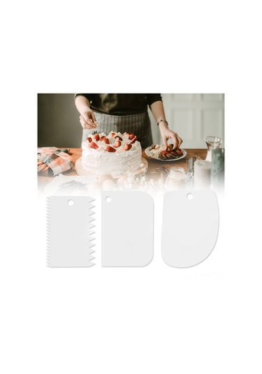 Yaleker 3'lü Pasta Krem Kalıp Seti - Yiyecek Grubu Pp Malzeme, Düz Ve Dişli Tasarım, Kolay Temizleme Ve Saklama Diğer