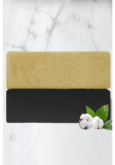 2 Li Lüks El Yüz Havlu Seti 50x90 Cm %100 Pamuklu Gramajlı Sija Bej