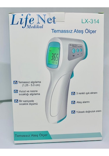 Life Net Medikal LX-314 Kızıl Ötesi Temassız Ateş Ölçer Turkuaz