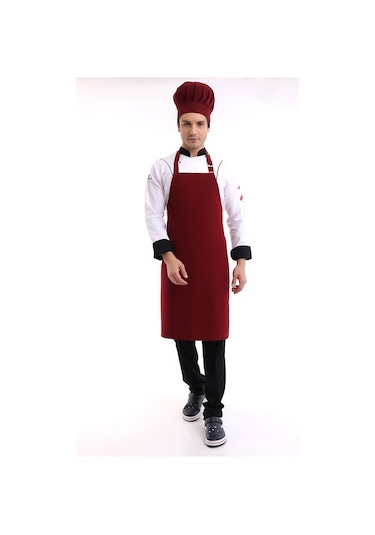 Bordo Renk Cepsiz Askılı Mutfak Önlüğü - Aşçı Önlüğü-Standart-Tek Parça