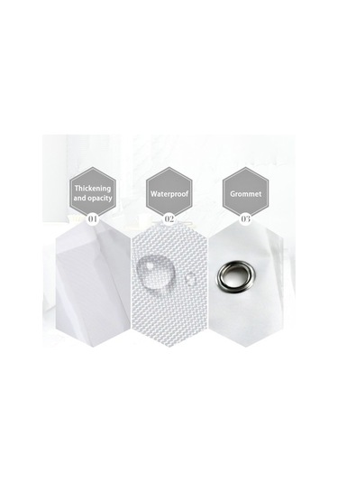 Ulzyvf Su Geçirmez Banyo Perdesi - Polyester Kumaş - 8/10/12/16 Kancalı - Siyah/beyaz/gri Beyaz