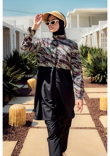 Remsa Paraşüt Tam Kapalı Tesettür Mayo R4806 Safari Siyah