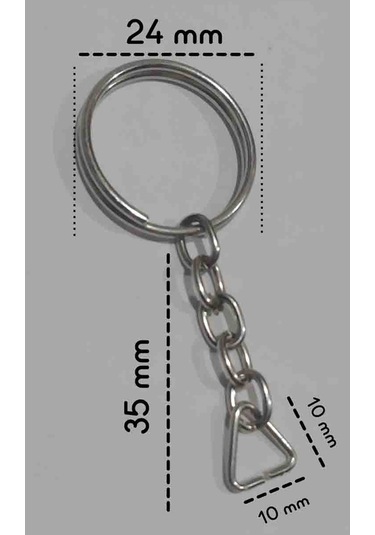 Halkalı Zincirli ve Üçgenli Nikel Anahtarlık 10 Adet