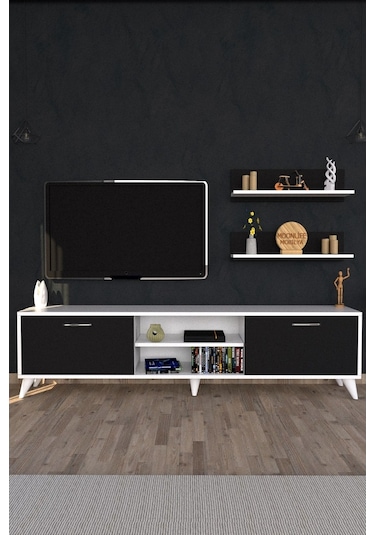 Moonlife Zümrüt Tv Ünitesi  Beyaz Siyah