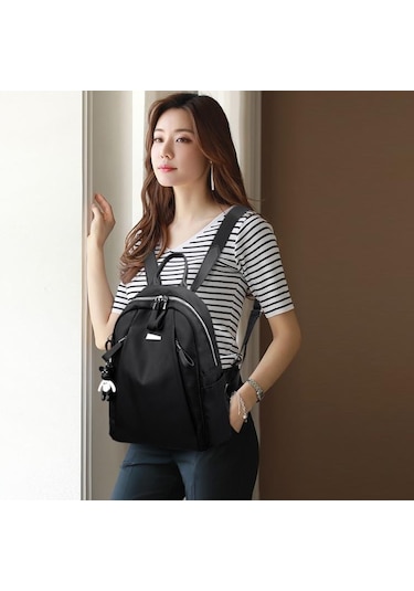 Moda Büyük Kapasiteli Kadın Seyahat Öğrenci Su Geçirmez Sırt Çantası - Siyah