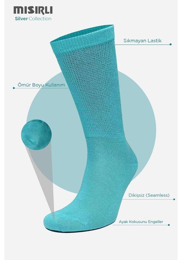 Mısırlı Kadın %10 Gümüş Madeni İçerikli Mavi Soket Çorap M 78000 M Mavi