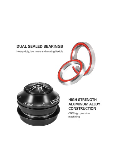 Lıxada 44-44mm Bisiklet Kulaklık Cnc Yüksek Hassasiyetli Y21222b Siyah Siyah