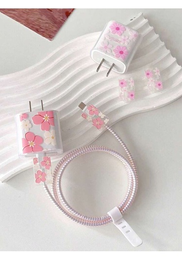 İphone 18w/20w Uyumlu Şarj Aleti Kılıfı, Şarj Kablo Koruyucu, Çiçekli Şarj Koruyucu Kılıfı İthalatçı