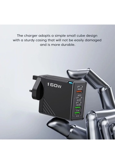 160w Çok Bağlantı Noktalı Usb Şarj Aleti Hızlı Şarj Tipi C Telefon Şarj Uk White 1 Adeat