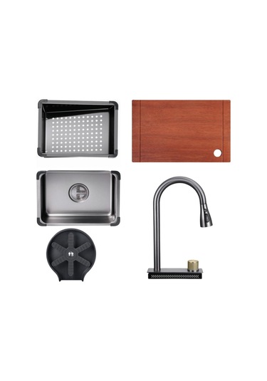 Crauf Dolce Vita 6375 Füme Akıllı Mutfak Eviyesi Füme