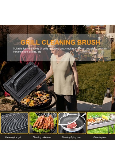 Hfambition Siyah Pratik Barbekü Izgarası Temizleme Fırçası - Dayanıklı Sponge, Yağ Ve Kireç Temizleyici, Tüm Izgara Tiplerine Uygun Çok Renkli