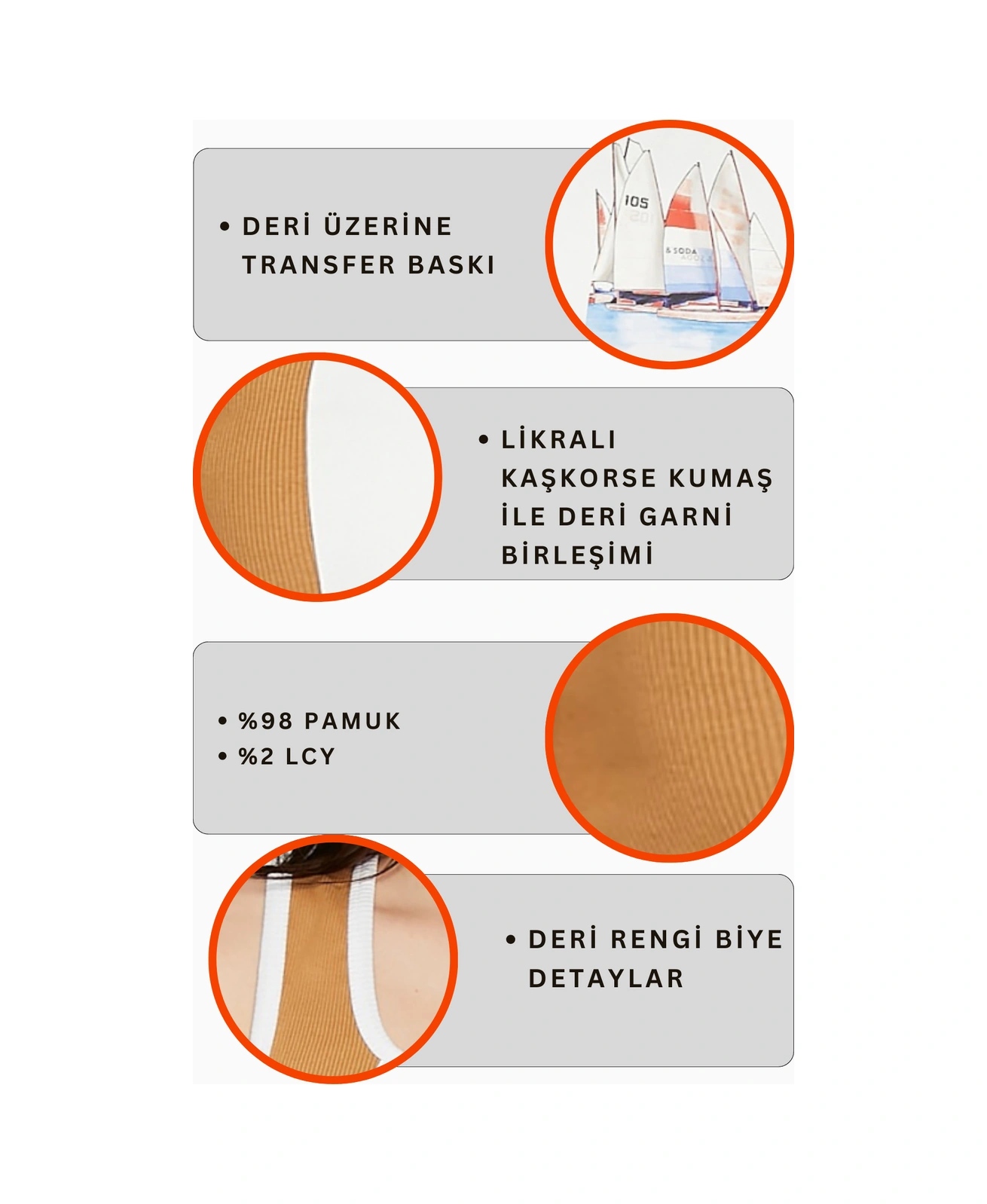 Kadın Deri Crop Ribana Kaşkorse Likralı Deri Garnili Baskılı Crop Büstiyer Deri Üzeri Baskılı Crop Camel