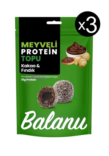 Meyveli Kakaolu & Fındıklı Protein Topları 110gr X3 Adet
