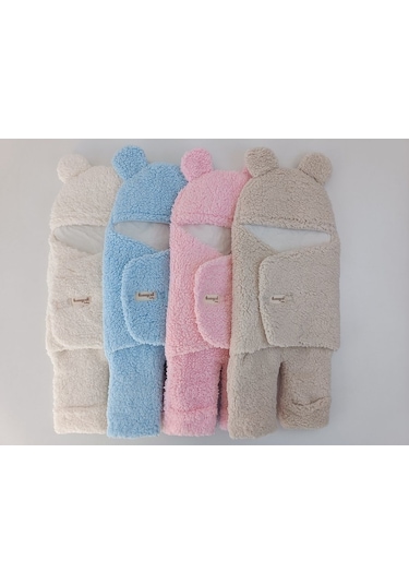 Bebek Dış Kundak Battaniyesi Welsoft Ekstra Uzun Kışlık Peluş Ayakları Açılabilen Uyku Tulumu 0-12ay Pembe