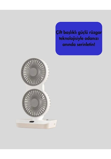 720 Döner Çift Taraflı Masaüstü Vantilatör Usb Şarjlı Sessiz Fan