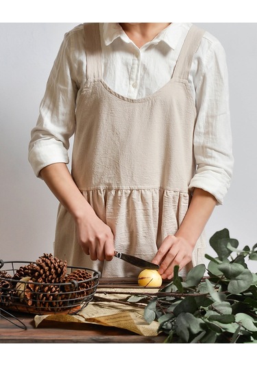 Dianziye Gönüllü Kumaş Mutfak Fırın Çalışma Apronu - Logo Baskılı, Dayanıklı, Tabanlı Model, Sarı, Tek Beden