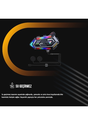 Leeways Y20 Bt5.3 Motosiklet Kask Kulaklık Intercom Işıklı Motorsiklet Interkom