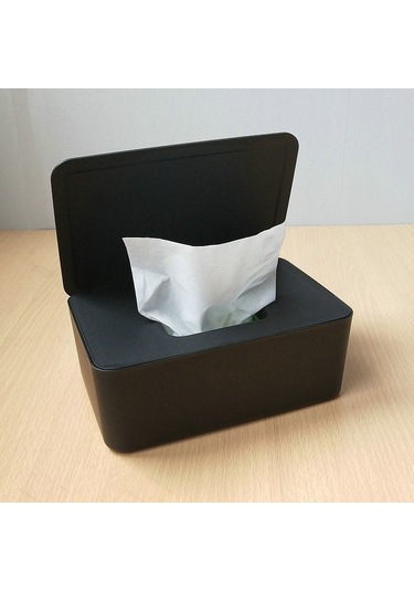 Siyah Toz Geçirmez Islak Mendil Saklama Kutusu Kapaklı Ev Masaüstü Doku Saklama Kutusu Taşınabilir Islak Mendil Dağıtıcı
