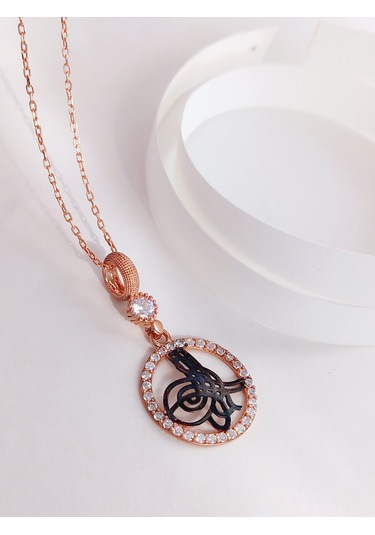 Keskin Gümüş Rose Osmanlı Tuğra Tasarım Kadın Gümüş Kolye