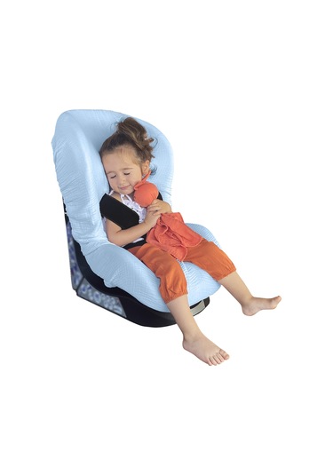 4katlı Müslin Bebek Oto Koltuk Kılıfı Lastikli %100pamuk Mavi