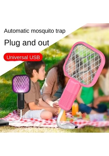 Elekikli Sineklik Mini Böcek Raket Uv Işık Elekik Çarpması Yaz Fly Swatters Açık White