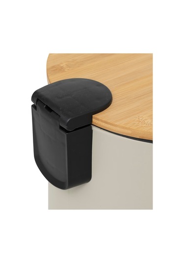 Modern-metal Pedallı/bambu Kapak 30 Lt.çöp Kutusu-bej Bej