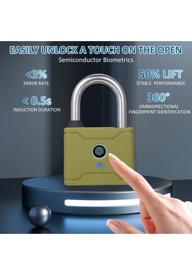 Hallow-t1006d Akıllı Parmak İzi Asma Kilit Şarj Edilebilir,yeşil