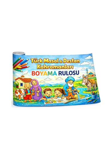 Türk Masal & Destan Kahramanları Boyama Rulosu 4 Metre