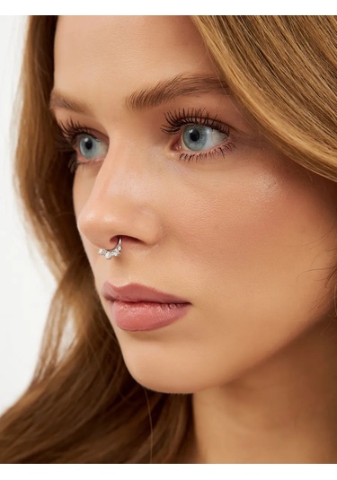 Markiz Burun Septum Taklidi Piercing Sihirbazı Gümüş 925 326254009 Gümüş