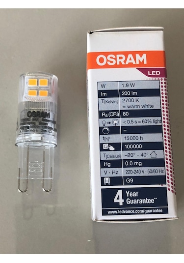 5 Adet Osram G9 Led 1,9w 20w 200 Lümen 2700 Kelvin Sarı 15,000