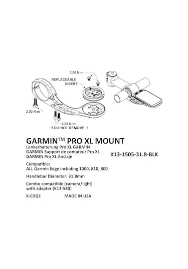 K-Edge Garmin Bağlantısı Pro XL K13-1505 Mount Siyah