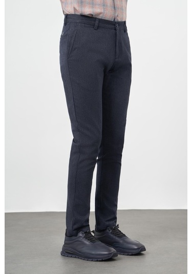 Koyu Lacivert Düz Gabardin Pamuklu Yan Cep Slim Fit Casual Pantolon 1003245162 Koyu Lacivert
