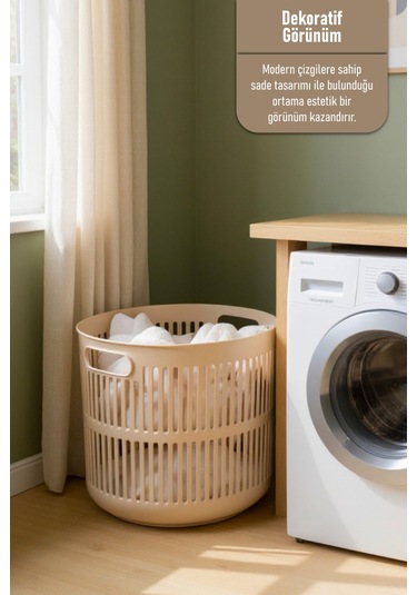 İronika Solara İkili Dekoratif Kirli Çamaşır Sepeti Seti Oyuncak Sepeti 60 - 22 Litre Kahve Kahve