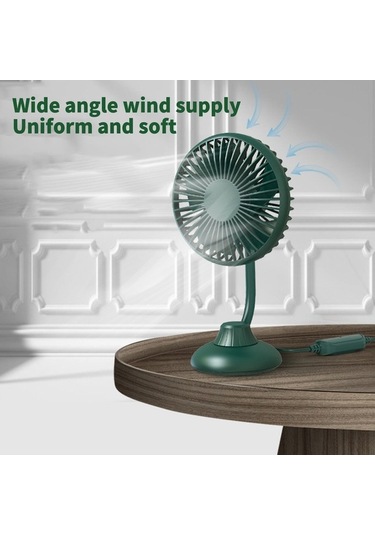 Fortunelane 12/24v Araç Fani Usb Döner 360 Derece 5w Sessiz Ev Araba Ofis Kullanıma Uygun Kompakt Yeşil Renkli