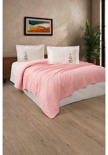 Çift Kişilik 4 Parça Pike Takımı Çeyizlik, Pamuklu Pike Seti Legacy-pudra Pudra