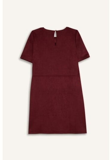 Defacto Yuvarlak Yaka Skuba Dalgıç Kumaş Kısa Kollu Mini Elbise D8644ax24aubr438 Bordo