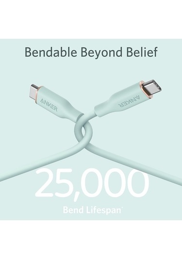 Flybuy Anker A8553 Powerline Iıı 1.8m Cilt Dostu Çift Tip-c Veri Kablosu Pd100w Hızlı Şarj, Siyah