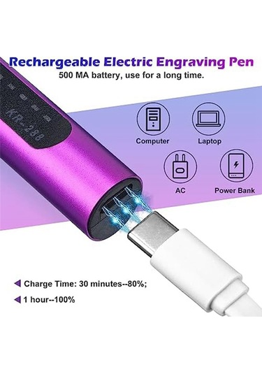 Elektrikli Gravür Kalem Seti, 36 Uçlu, Cam Oymacılığı İçin Kendin Yap Kalem