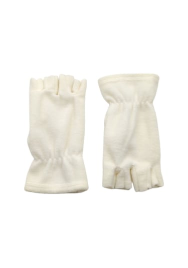Ekru Parmaksız Kesik Yarım Parmak Kışlık Termal Polar Eldiven Ekru