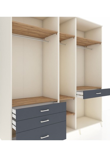 Kronos Dolap 7 Raflı 4 Çekmeceli 3 Askılı 220x59x243 Aytaşı-çam/antrasit Atlas Çam/antrasıt
