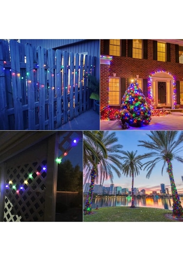 Güneş Enerjili 7 M 50 Led Rgb Çok Renkli Kristal Top Solar Bahçe Aydınlatması Led Lamba